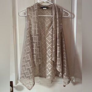 Absolute Angel Beige Lace Cardigan Vest